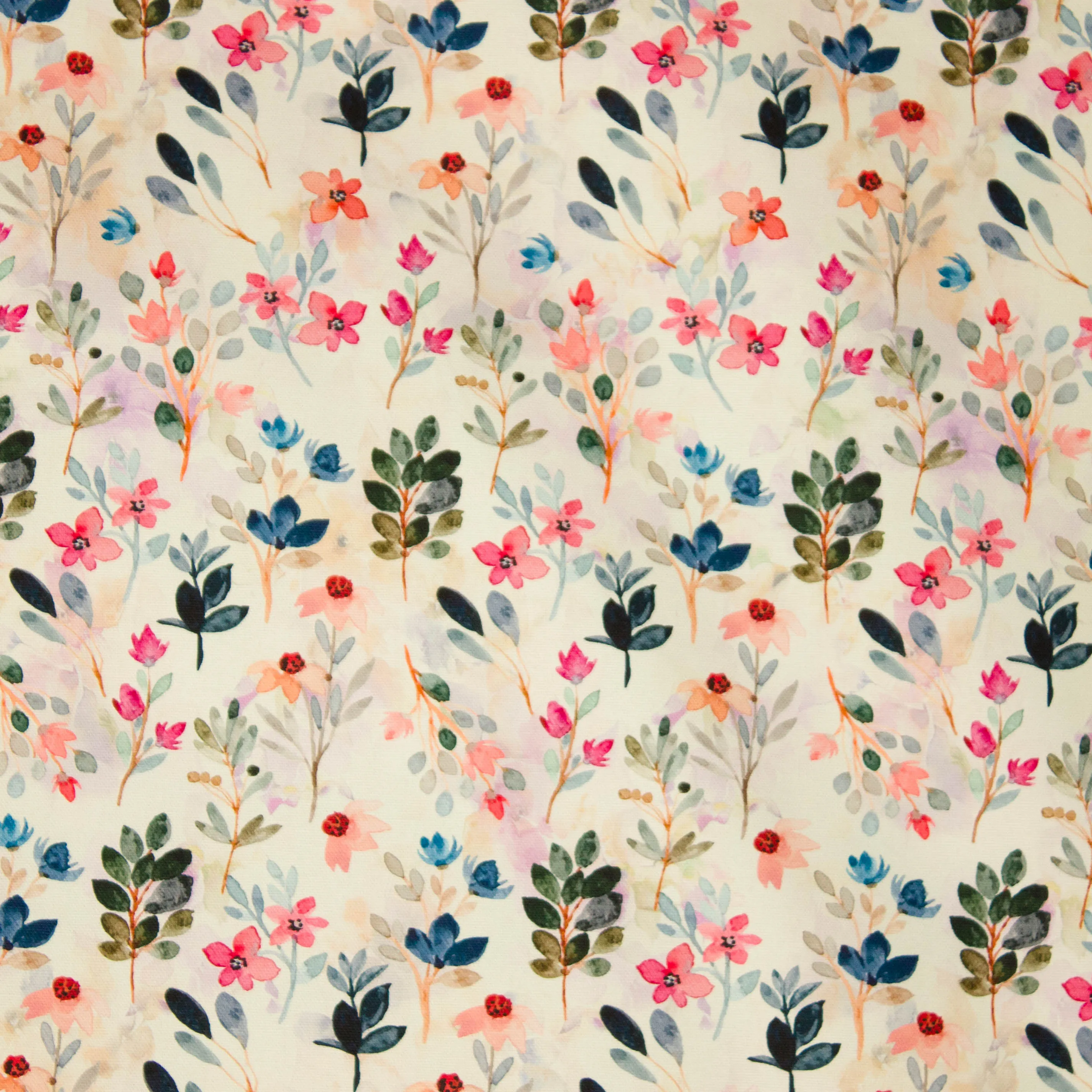 Canvas wit met roze bloemen